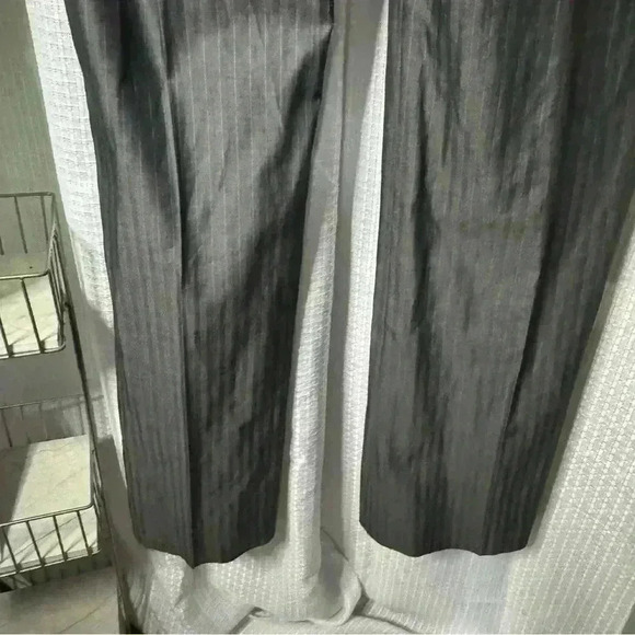 Theory Max C/Coin Women’s 6 Gray Pinstripe Flat Front Wide Leg Dress Pants - Picture 7 of 14